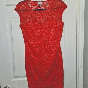 Dynamite women's size large coral lace high kneck Y2K style mini dress